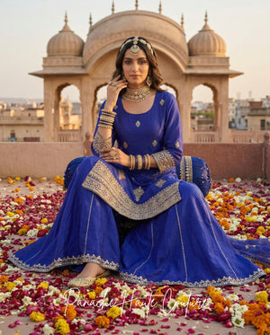 Riwayat Wedding Sharara Set in Indigo Blue, Panache Haute Couture Sydney