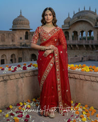 Rupvati Crimson Red Bridal Saree | Panache Haute Couture
