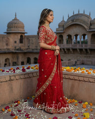 Rupvati Crimson Red Bridal Saree | Panache Haute Couture
