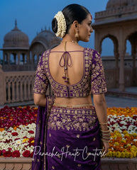 Rupvati Dark Purple Bridal Saree | Panache Haute Couture