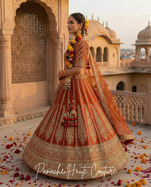Mischita – Burnt Orange Couture Bridal Lehenga
