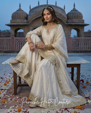 Saanjh Wedding Sharara Set in Ivory Color from Panache Haute Couture, Australia