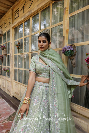 Sage Green Color Wedding Lehenga ADARA