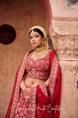 Tarunika Red Dupion Bridal Lehenga – Jahan Collection