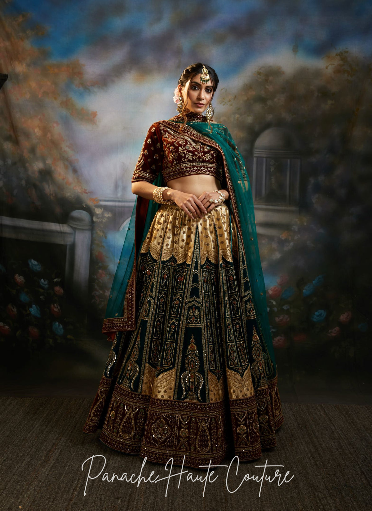 Zainab – Green & Gold Bridal Lehenga  Couture Bridal Wear