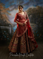 Zara Maroon Velvet Bridal Lehenga | Mughal Royalties Collection | Panache Haute Couture