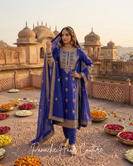 Zariya Wedding Kurta with Churidaar in Indigo Blue, Panache Haute Couture, Sydney