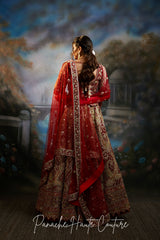 Maroon Color Velvet Wedding Lehenga Choli