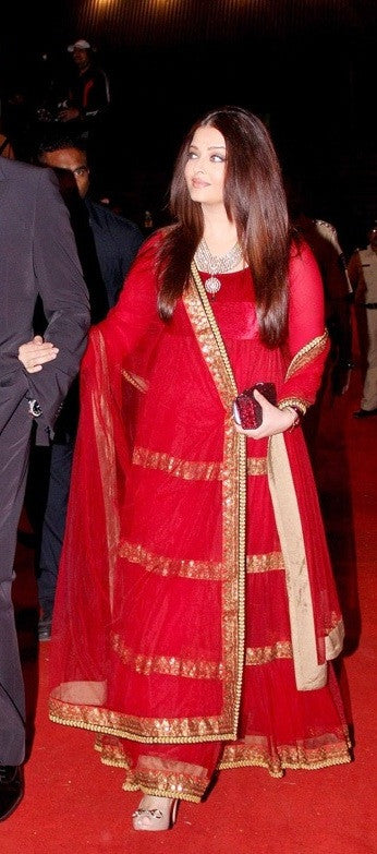 Aishwarya rai's red anarkali suit