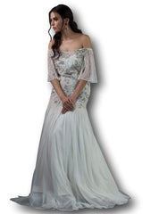 Bright White Color Indo Western Gown