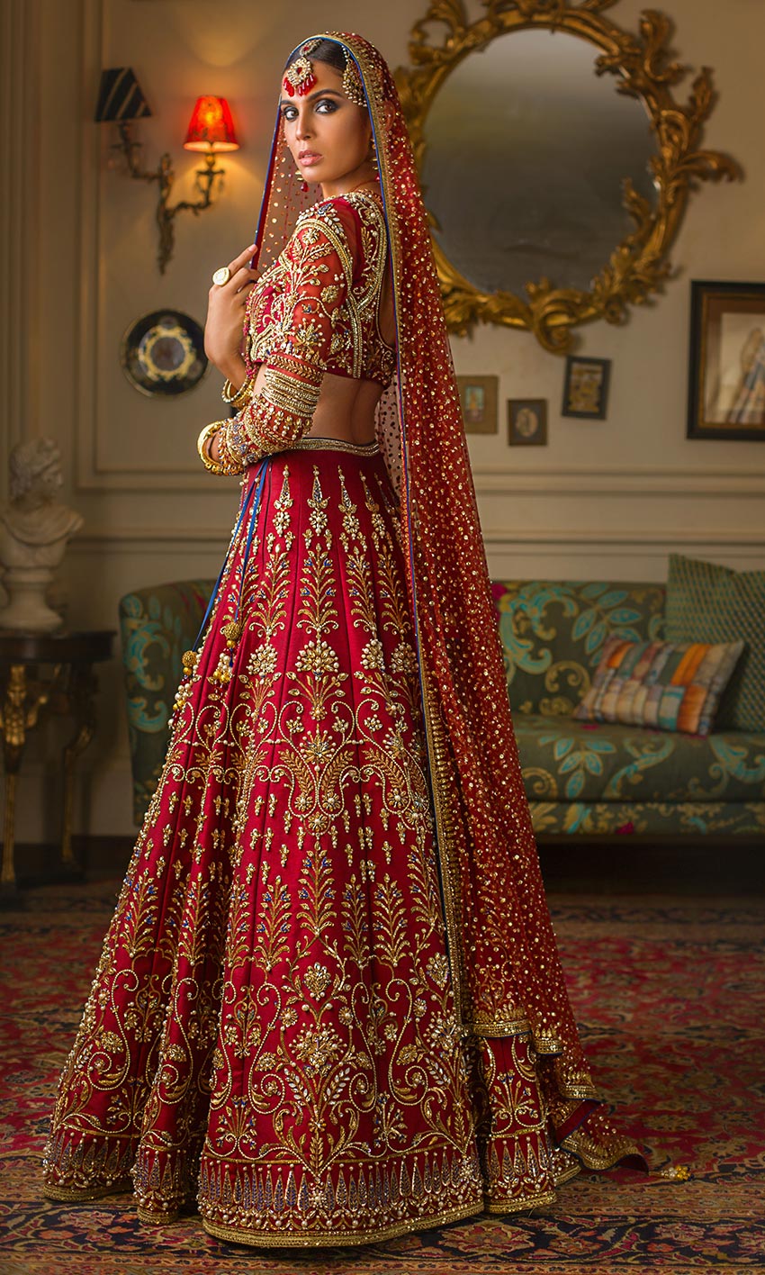 Red,Orange Colour Banglori Silk Fabric Wedding Lehenga Choli.