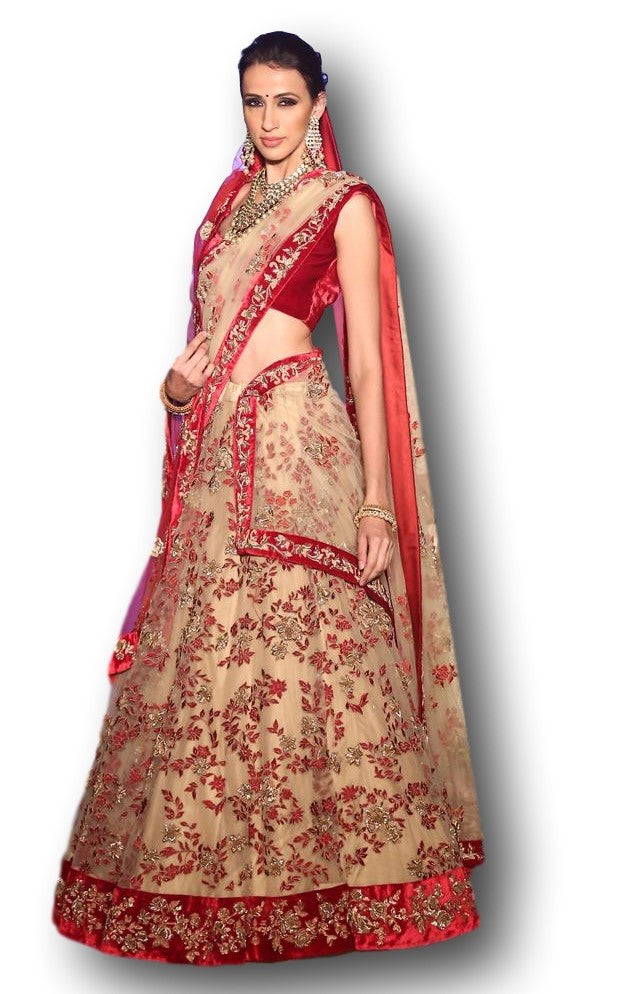 Gold Beige Color Wedding Lehenga Choli