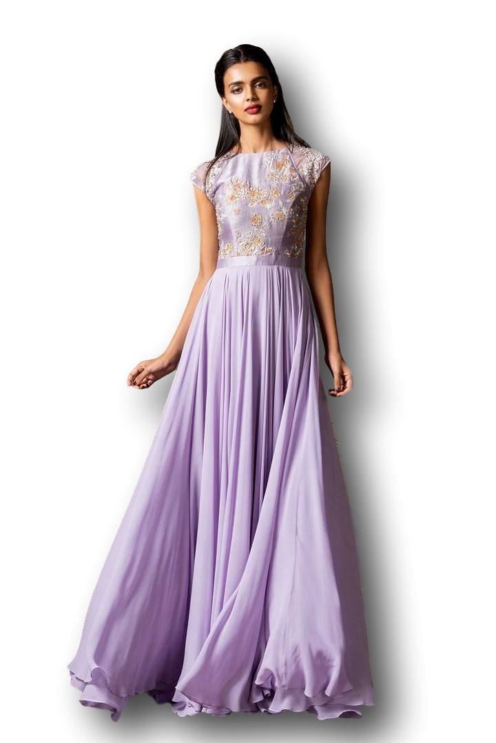 Lavender Color Straight Gown