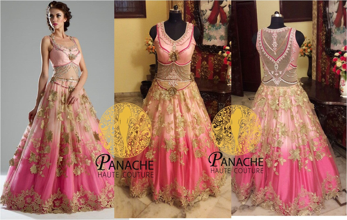Women's light pink floral printed georgette western dress - vidraa western  store - 4221326