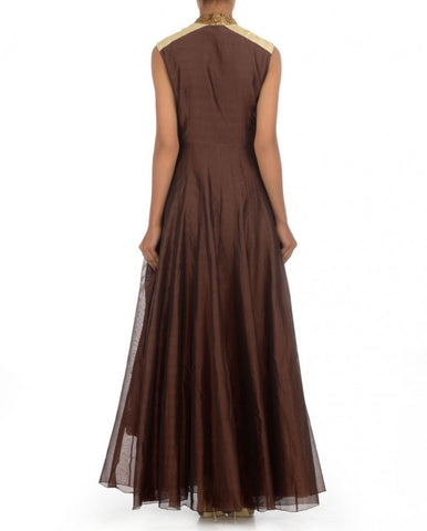 Dark brown long anarkali gown