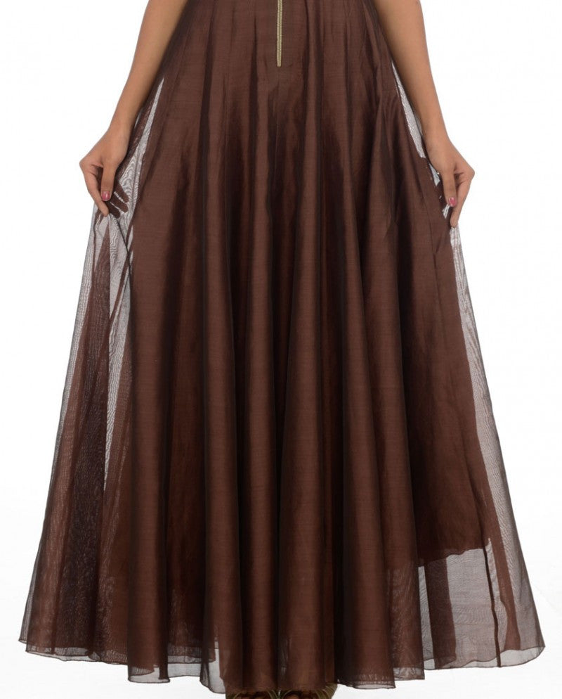 Dark brown long anarkali gown