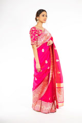 Amazing Pink Color Kadwa Weaving Handloom Saree from Panache Haute Couture