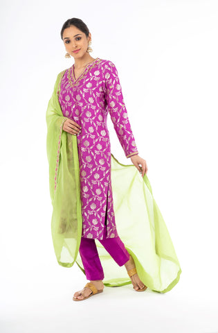Amazing Purple Color Palm Silk Salwar Kameez