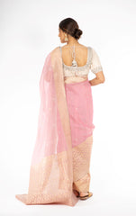 Beauteous Rose Quartz Handloom Silk Saree from Panache Haute Couture
