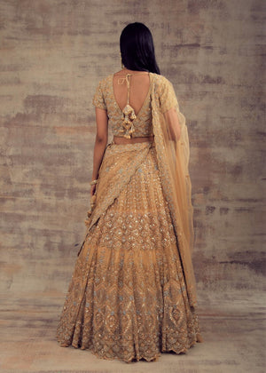 Beige Gold Wedding Lehenga SERIYAH