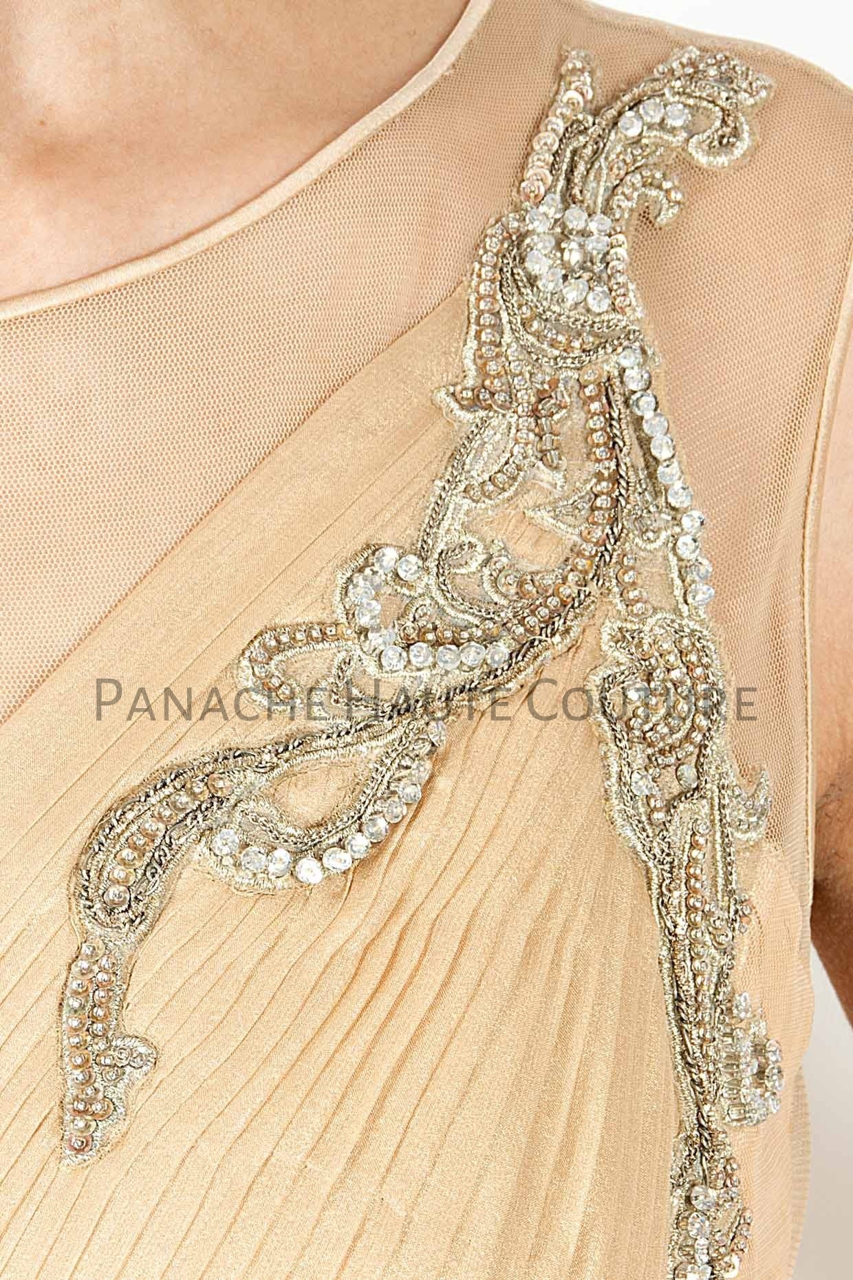 Beadwork fringe blouse saree gown – Ricco India