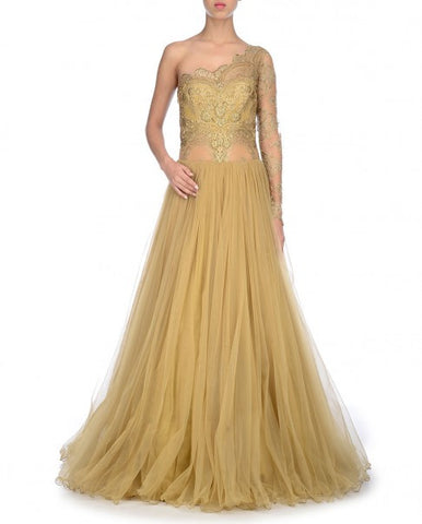 Beige Color Indo Western Gown