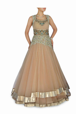 Beige colour Indo Western Bridal gown