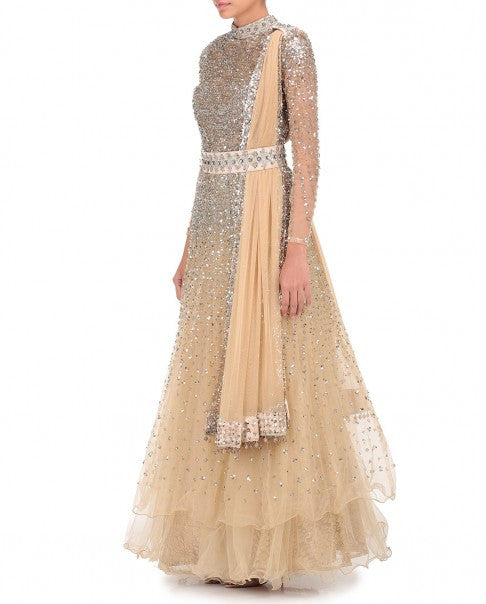 Beige Color Indo Western Gown