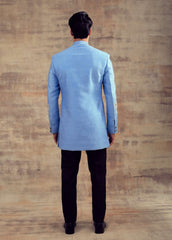 Blue Indo Western Jacket With Embroidery
