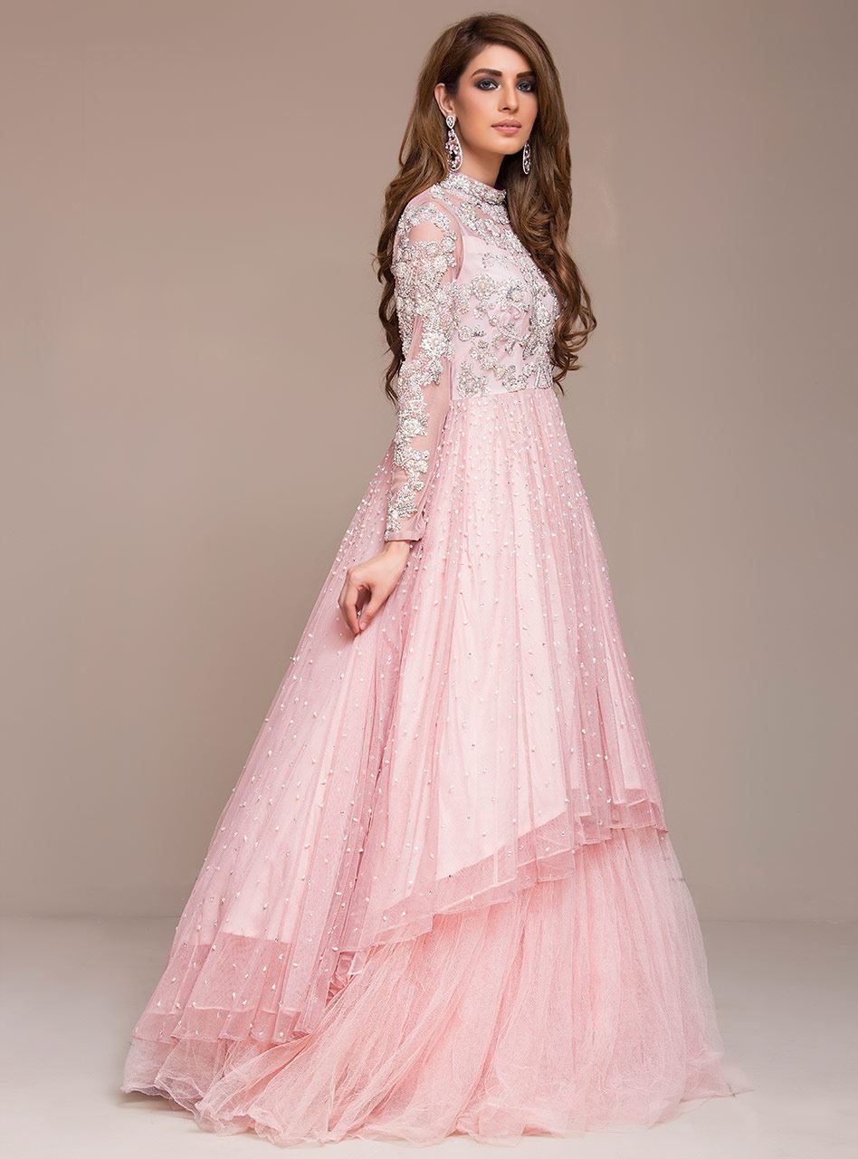 Llella Strapless Long Tulle Pink Prom Dress Elegant Evening Dresses – LLELLA