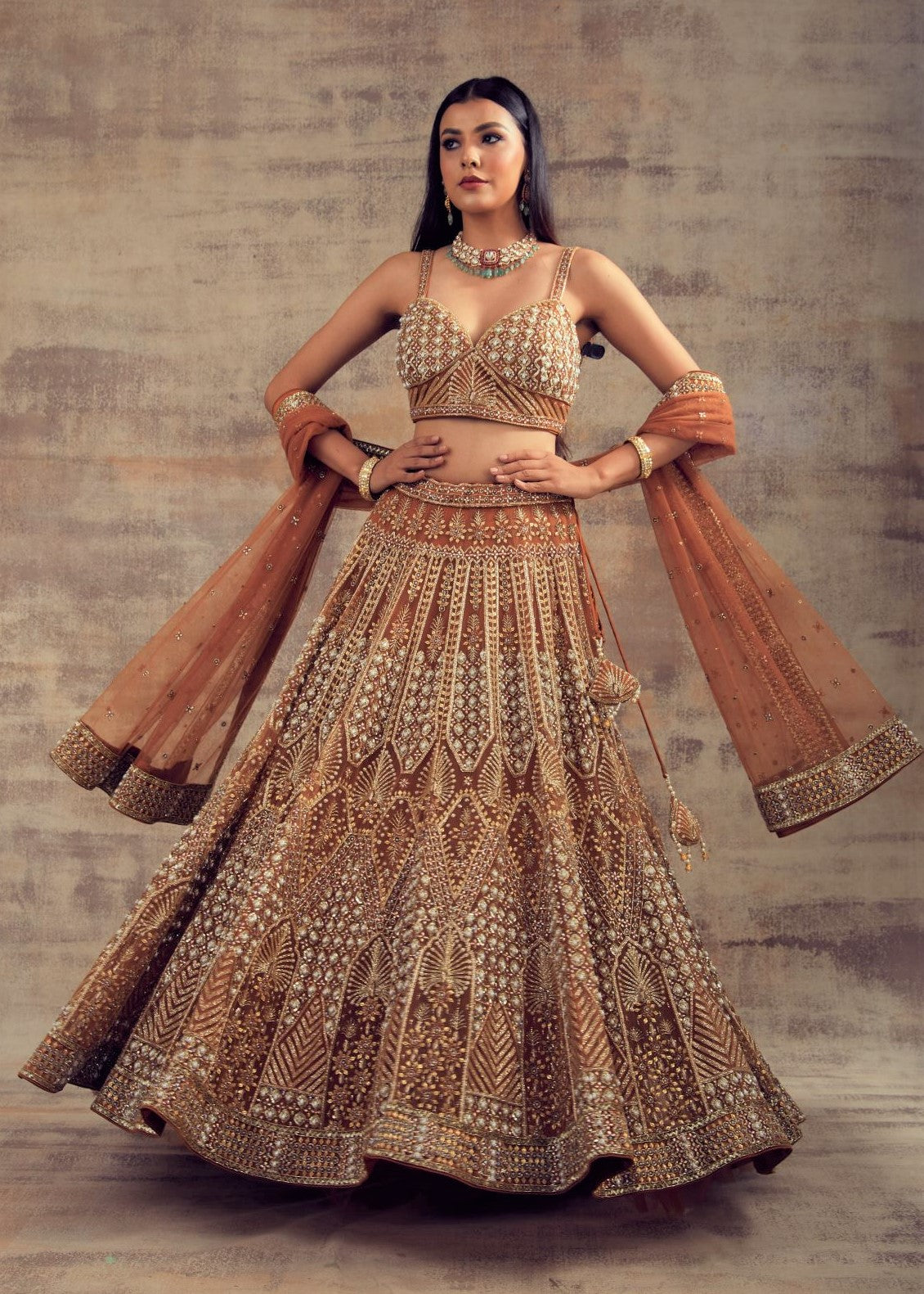 Bronze Wedding Lehenga MEHRISH