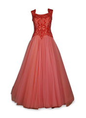 Coral color Indo Western Gown