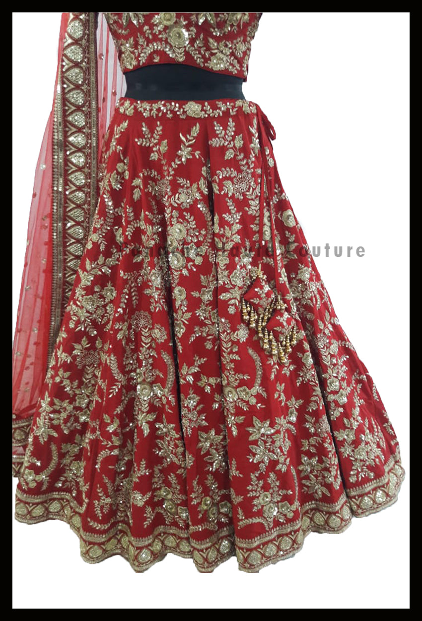 Deep Red Color Bridal Lehenga Choli