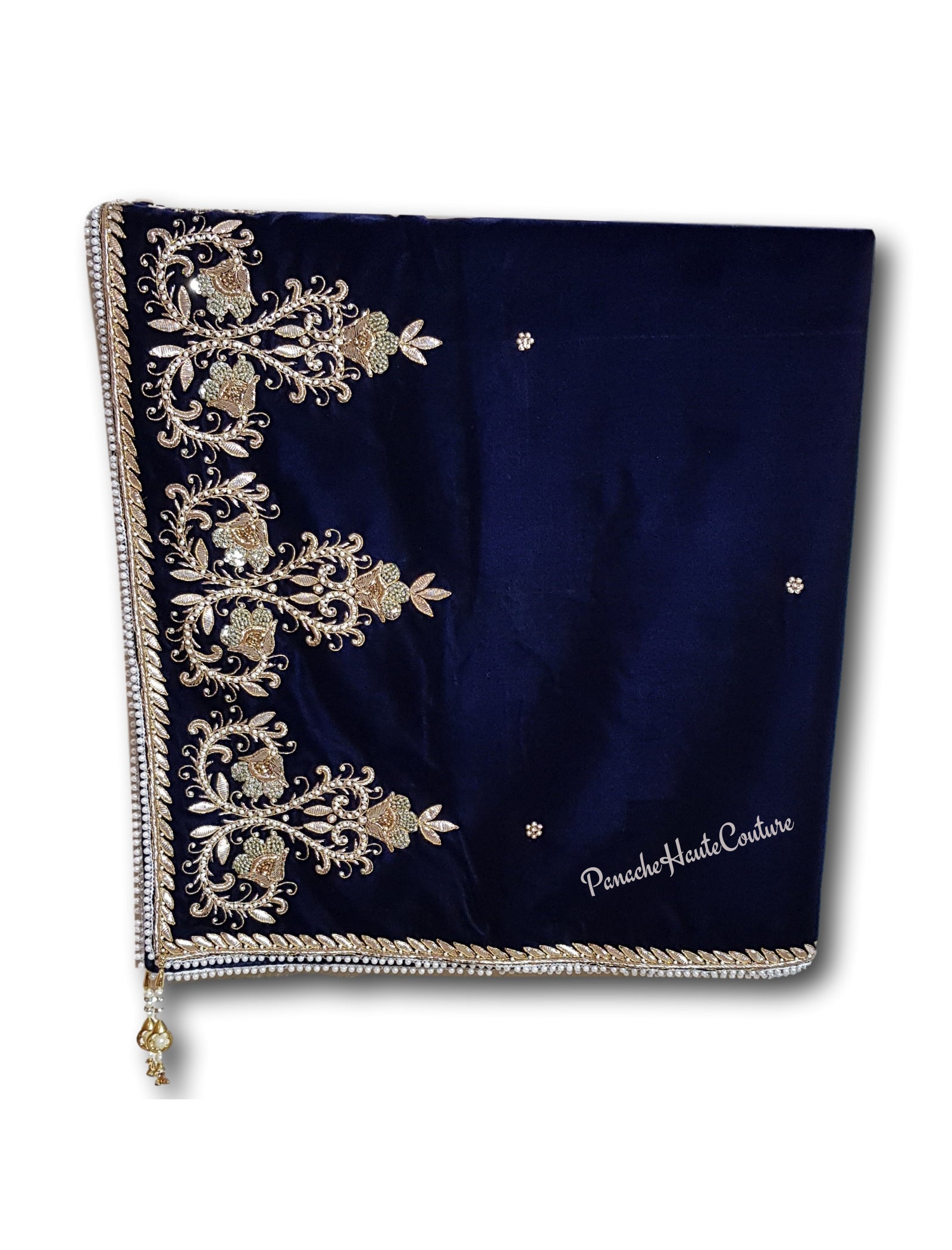 Deep Navy colour velvet shawl / Dupatta
