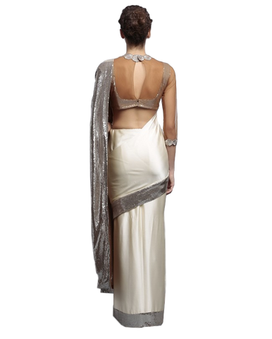 Designer Saree in Ivory Color