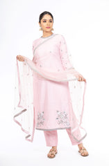 Elegant Baby Pink Chanderi Silk Salwar Kameez