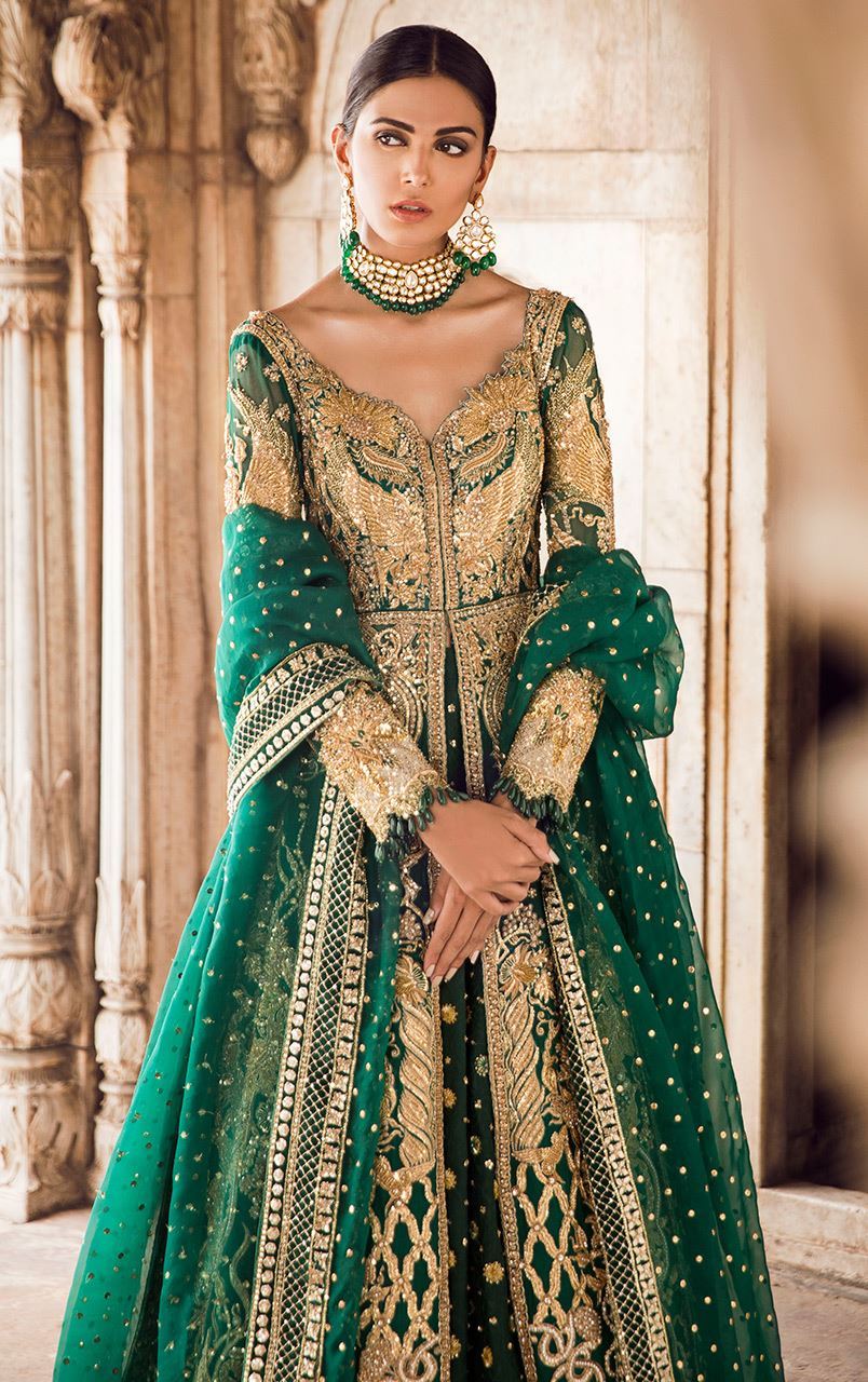 Green top bridal dress