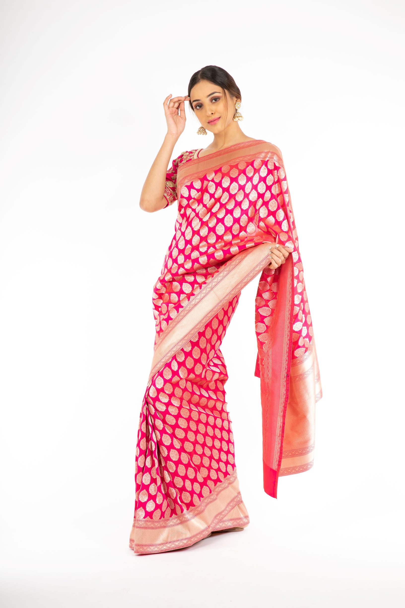 Extra-ordinary Pink Color Banarasi Handloom Saree from Panache Haute Couture