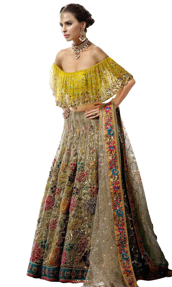 New Designer Wedding Multi Color Silk Lehenga Choli For Bridal