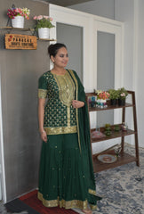 Stunning Party Wear Forest Green color Sharara Set