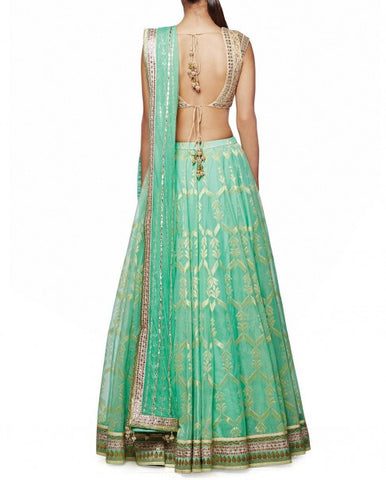 Green Gotta Patti Lehenga Set