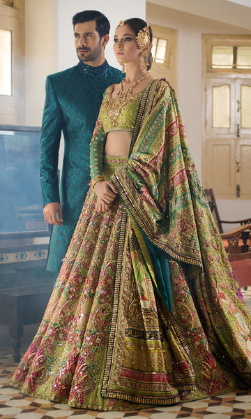 Green Color Wedding Lehenga Panache Haute Couture 