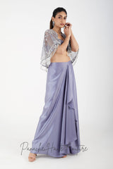 Grey Color Dhoti Skirt with Cape