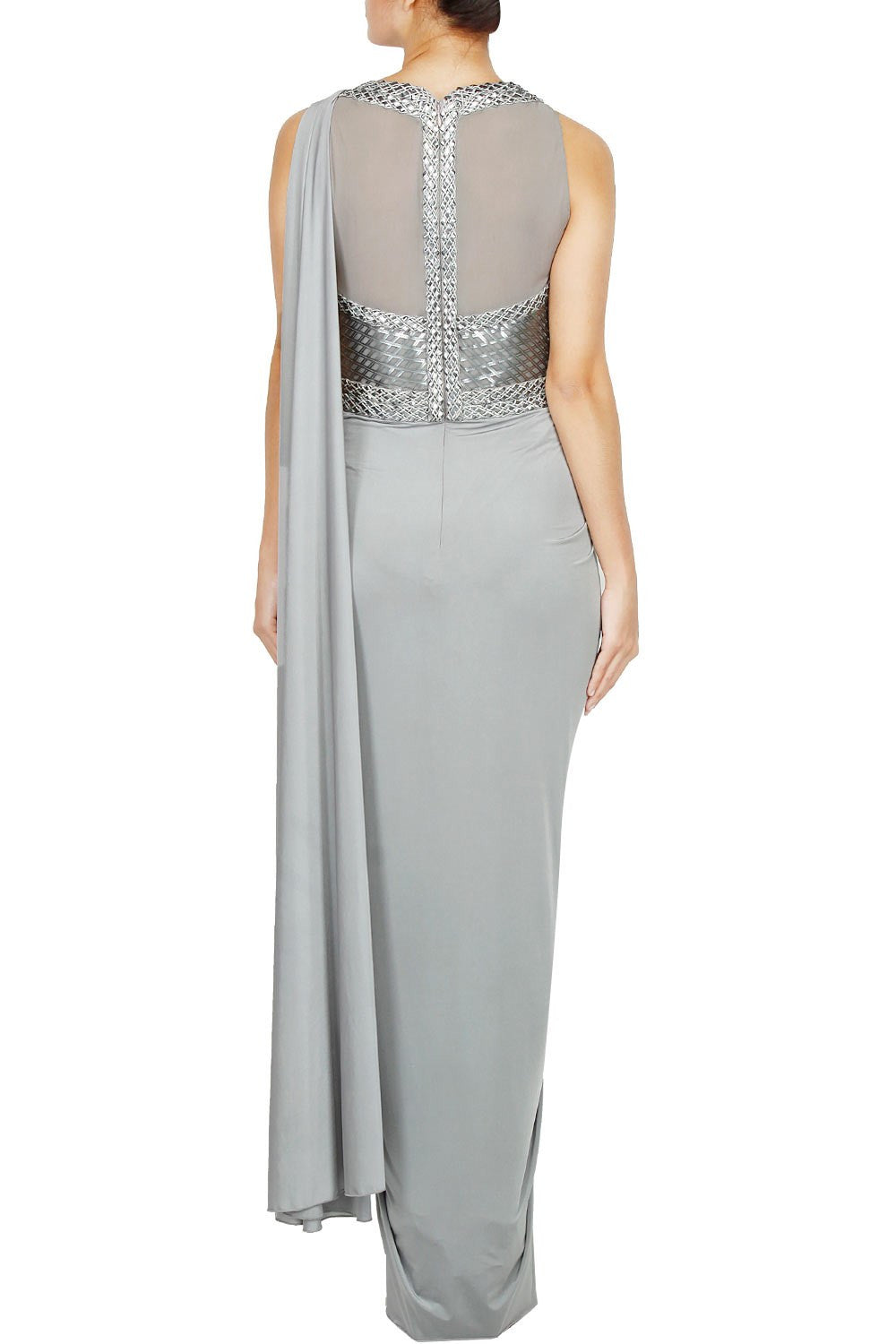 Grey color saree gown