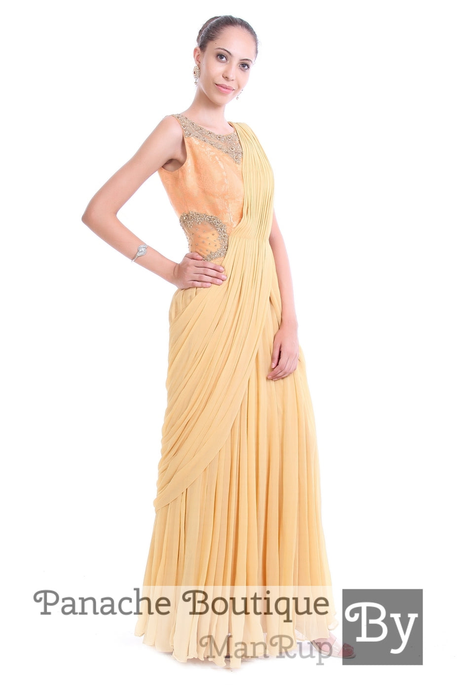 Buy Blue Georgette Round Embellished Saree Gown For Women by ARPAN VOHRA  Online at Aza Fashions.