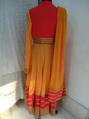 Orange color Long Anarkali suit