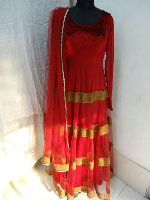 Red color Long Anarkali dress