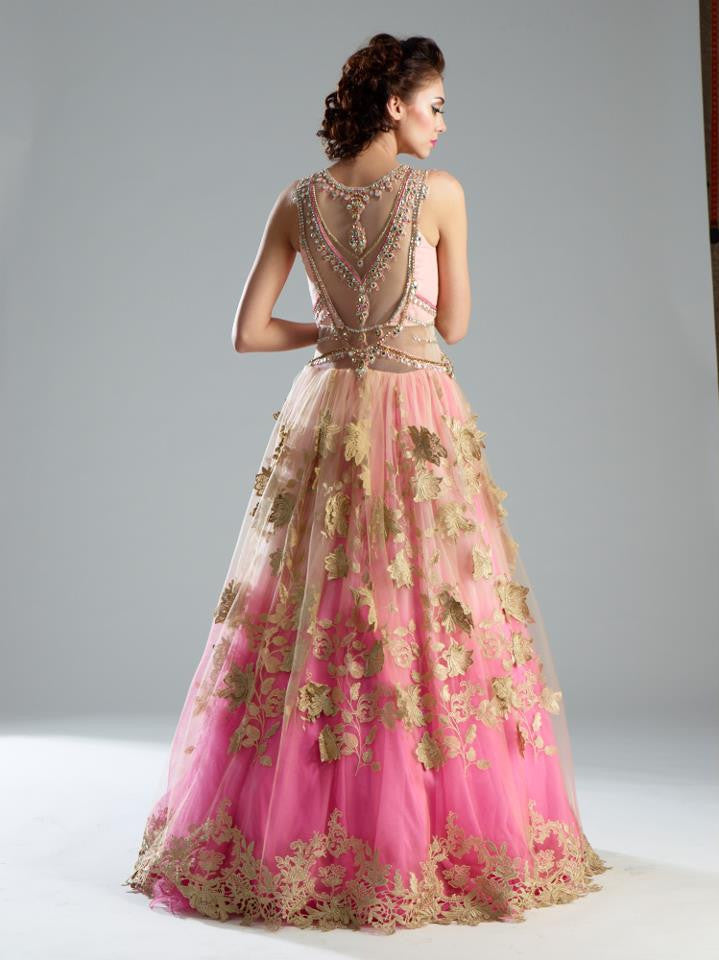 Pink color double shaded Indo Western Gown