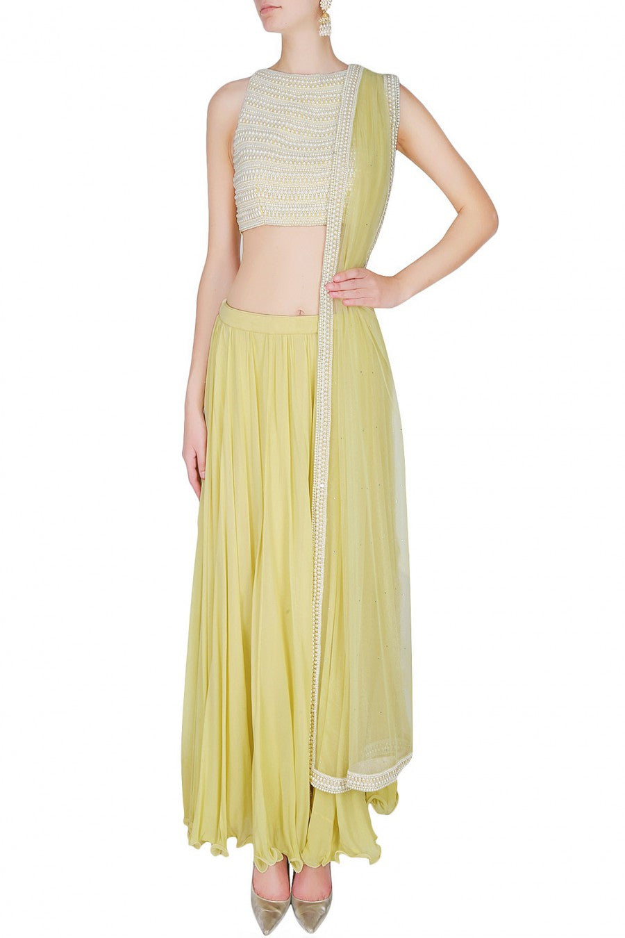 Lemon colour Indo Western Dress