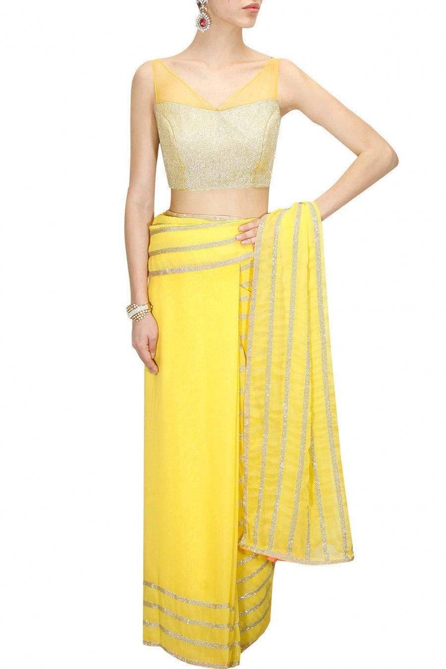 Yellow Embellished Sari